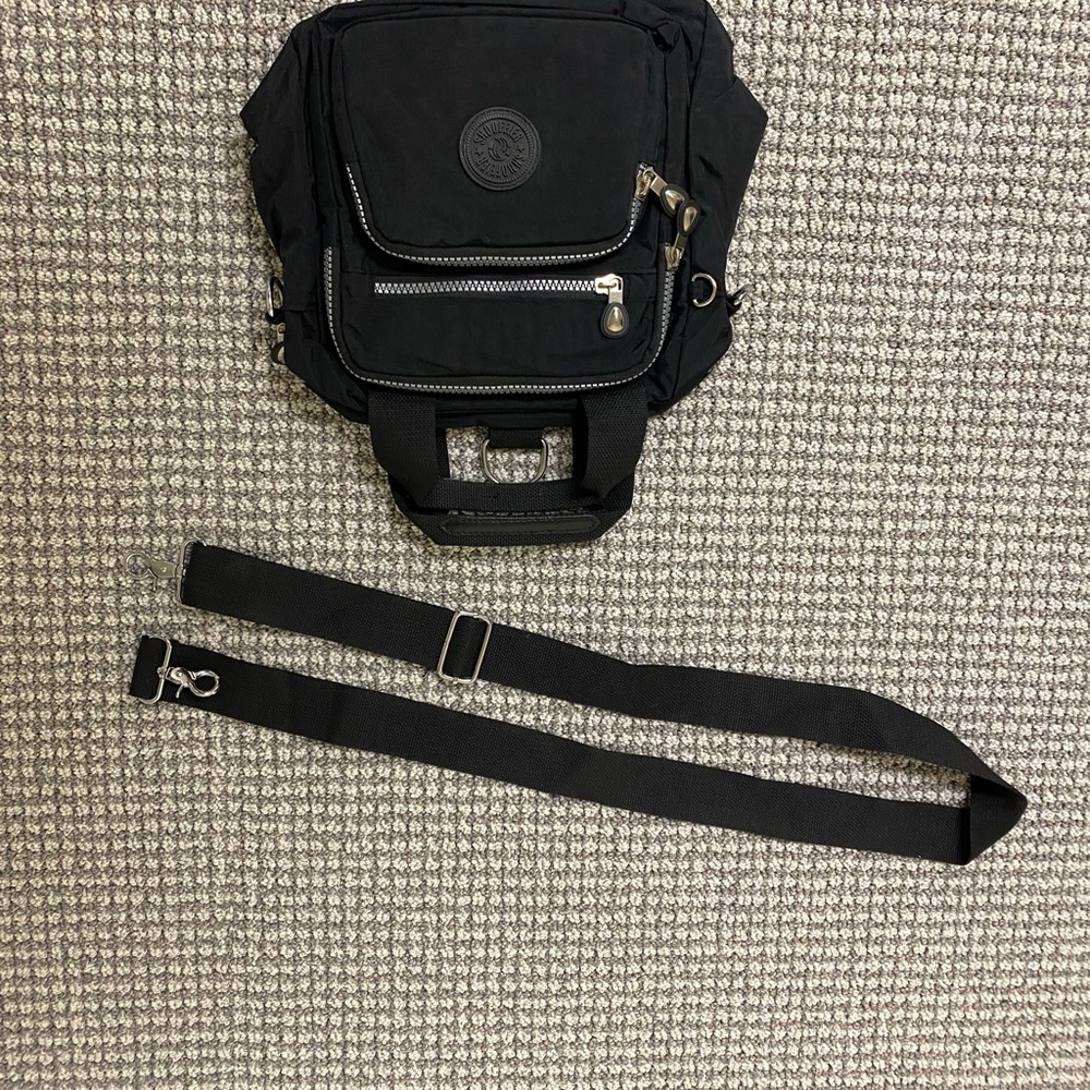 NWOT Black Crossbody Sling Bag for women- versatile back pack loops - Picture 8 of 10